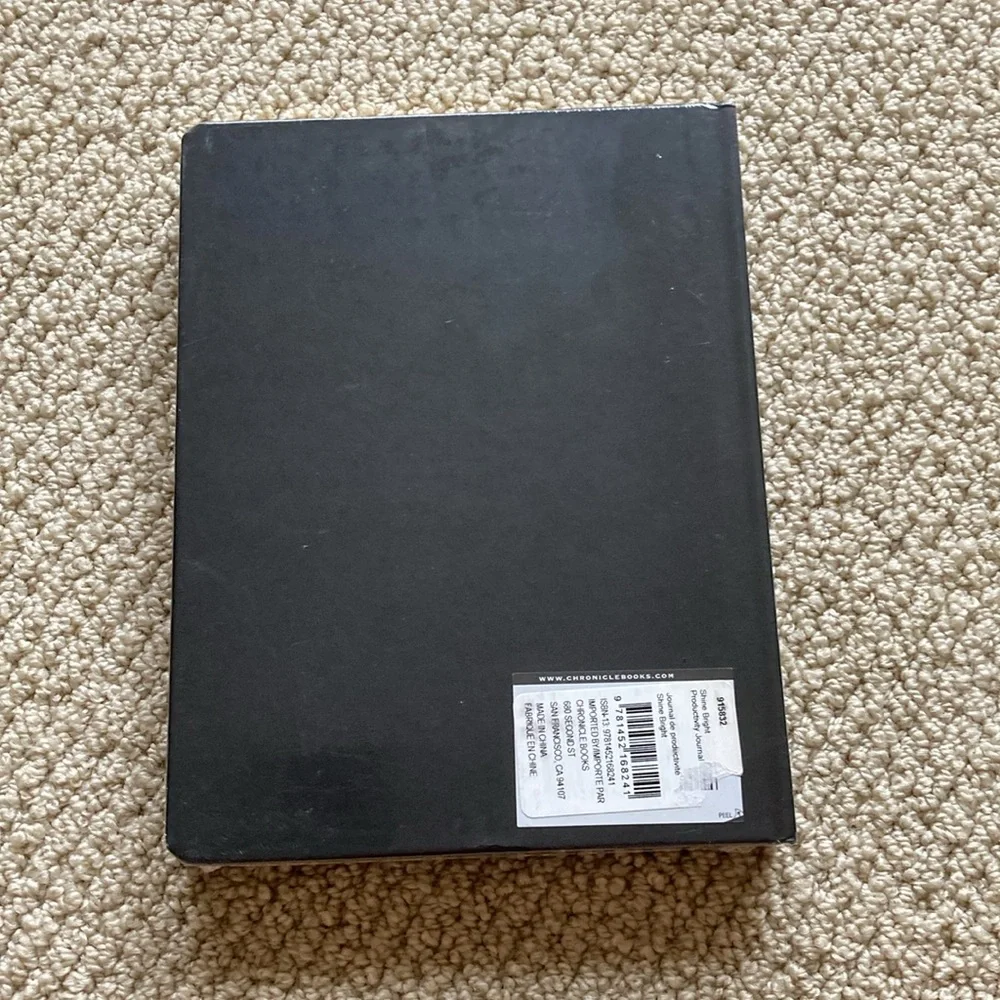 NEW Shine Bright Productivity Journal Black Gold Dotted Sparkles 8.25” x 6.25”